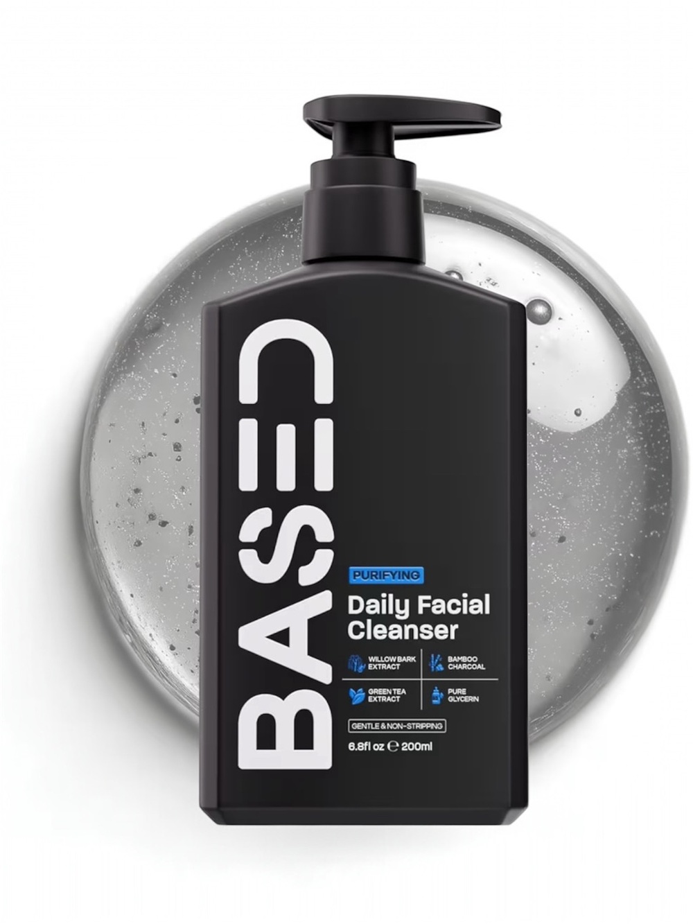 BASED BODYWORKS Daily Facial Cleanser Charcoal Green Tea Vegan Face Wash NIB